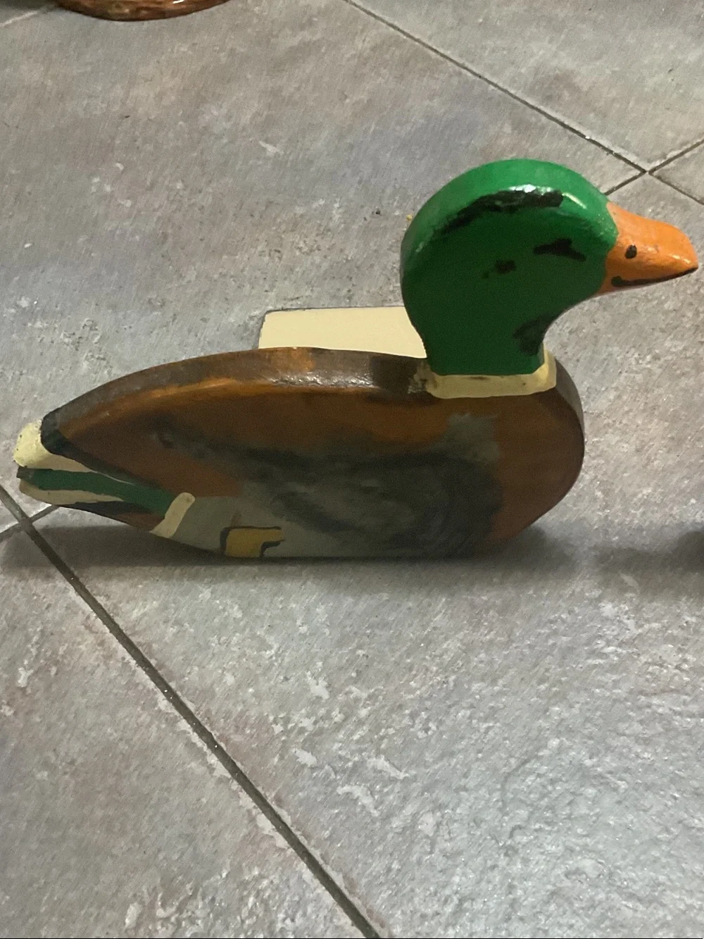Handcrafted Wooden Duck Bookends in Green and Brown